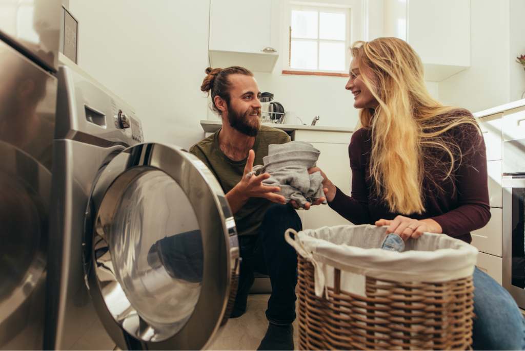 Wife and Husband Doing the Laundry